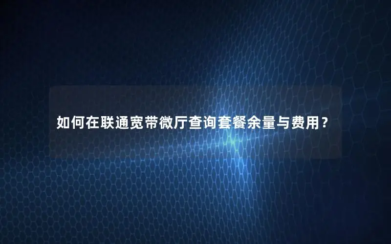 如何在联通宽带微厅查询套餐余量与费用？