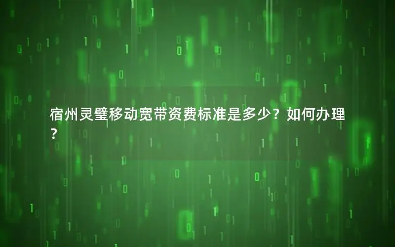 宿州灵璧移动宽带资费标准是多少？如何办理？
