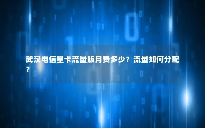 武汉电信星卡流量版月费多少？流量如何分配？