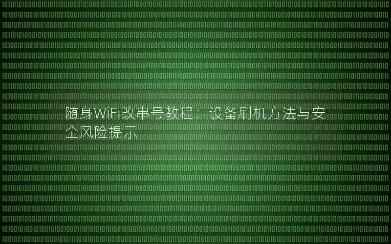 随身WiFi改串号教程：设备刷机方法与安全风险提示