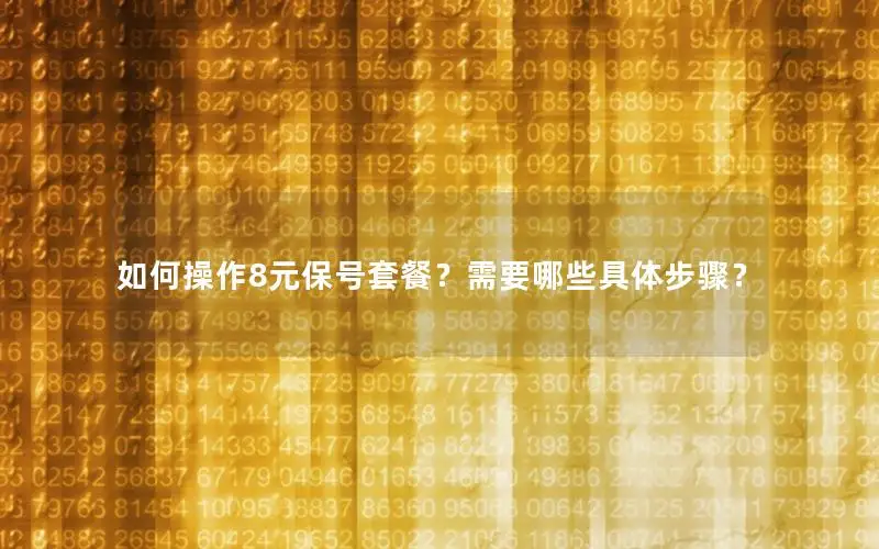 如何操作8元保号套餐？需要哪些具体步骤？