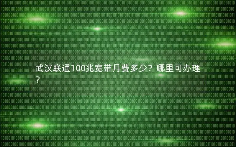 武汉联通100兆宽带月费多少？哪里可办理？