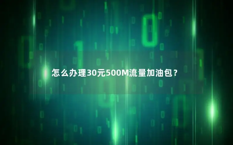 怎么办理30元500M流量加油包？