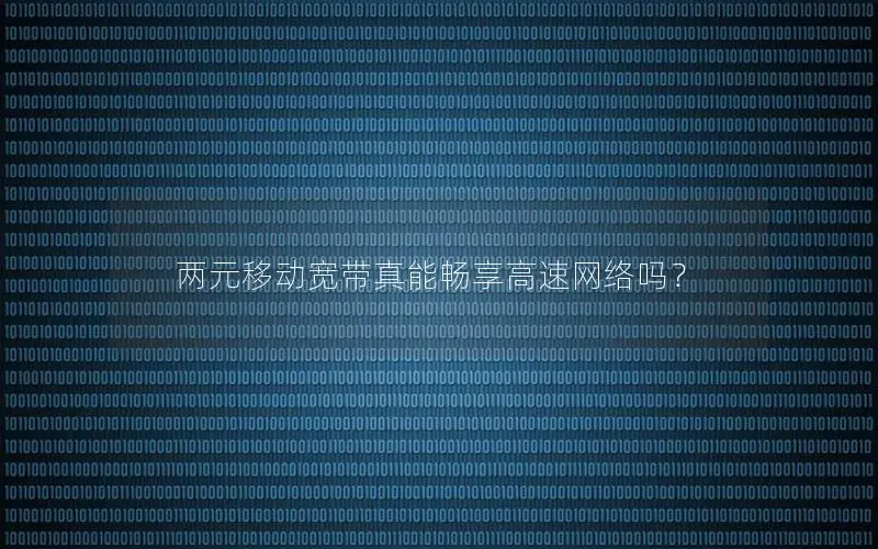 两元移动宽带真能畅享高速网络吗？
