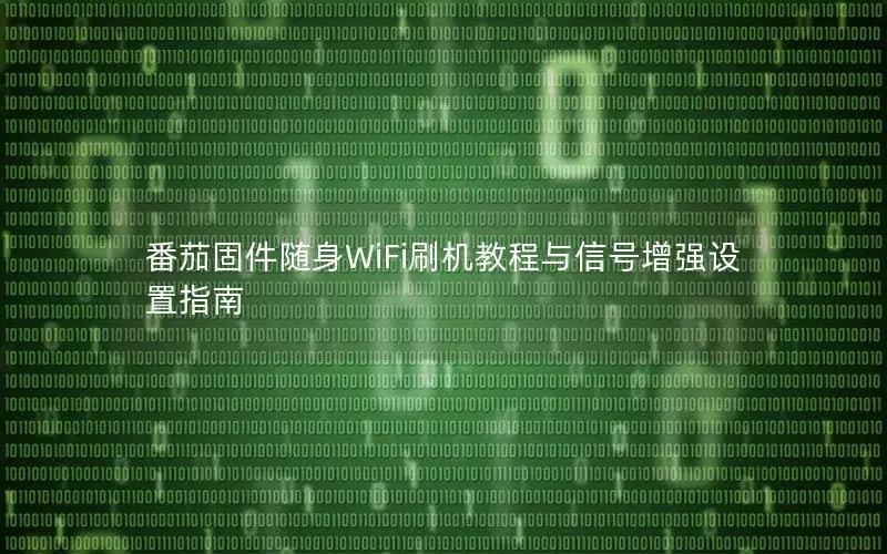 番茄固件随身WiFi刷机教程与信号增强设置指南