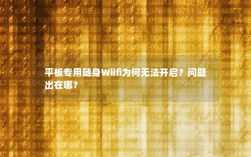平板专用随身Wiifi为何无法开启？问题出在哪？