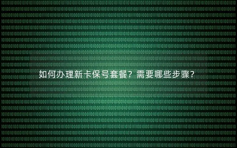 如何办理新卡保号套餐？需要哪些步骤？