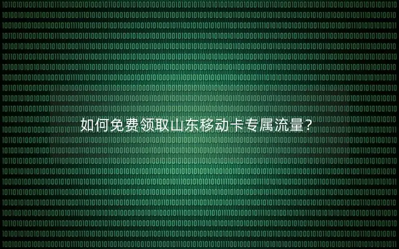 如何免费领取山东移动卡专属流量？