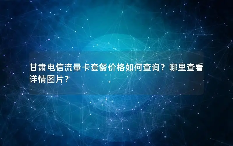 甘肃电信流量卡套餐价格如何查询？哪里查看详情图片？