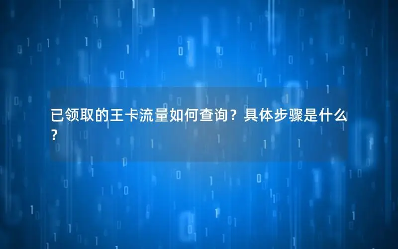 已领取的王卡流量如何查询？具体步骤是什么？