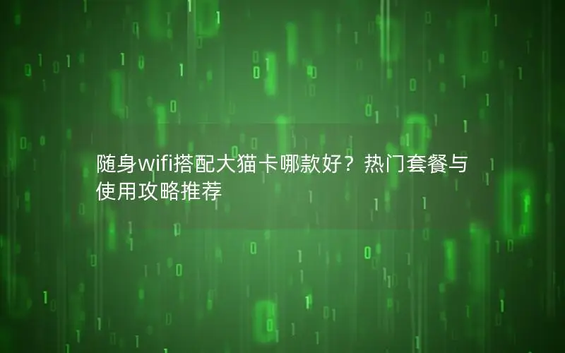 随身wifi搭配大猫卡哪款好？热门套餐与使用攻略推荐