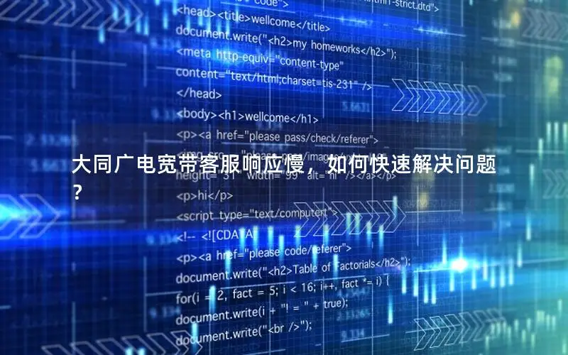 大同广电宽带客服响应慢，如何快速解决问题？