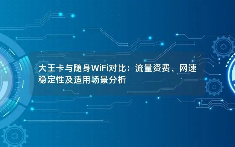 大王卡与随身WiFi对比：流量资费、网速稳定性及适用场景分析