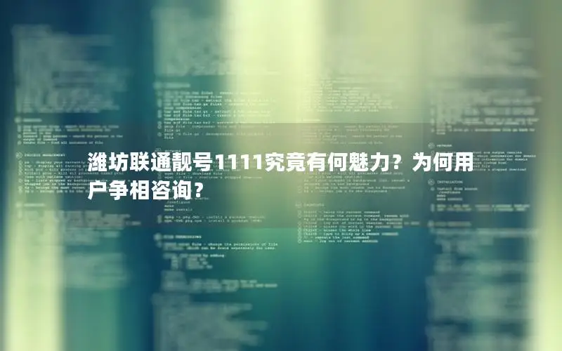 潍坊联通靓号1111究竟有何魅力？为何用户争相咨询？