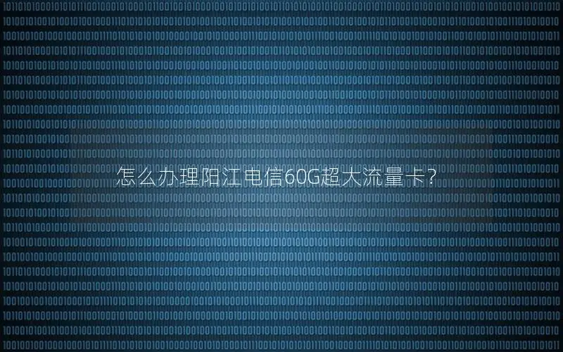 怎么办理阳江电信60G超大流量卡？