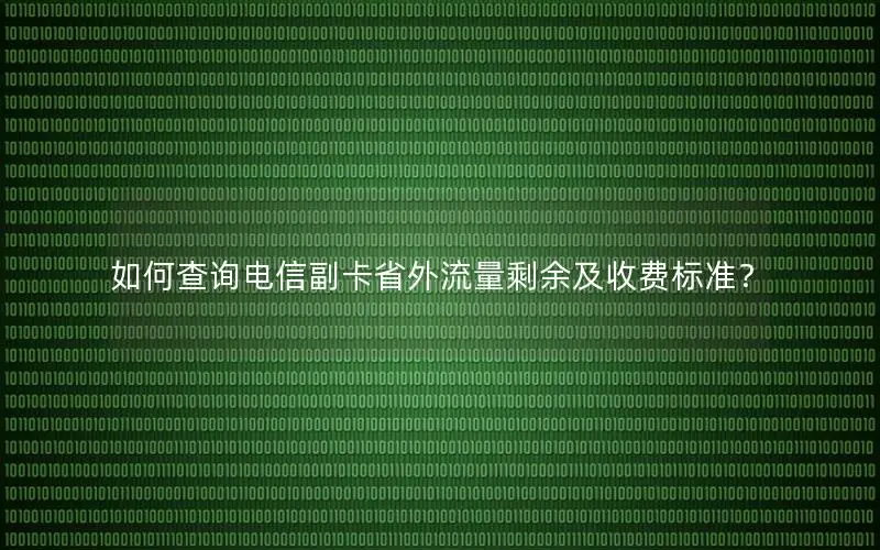 如何查询电信副卡省外流量剩余及收费标准？