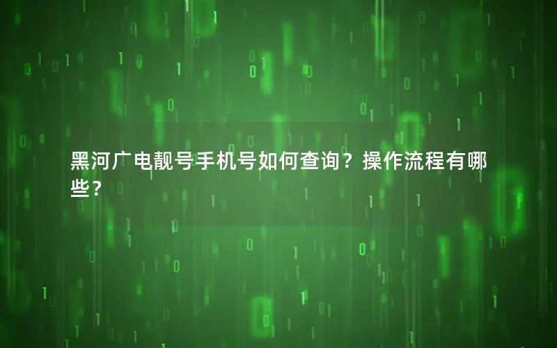 黑河广电靓号手机号如何查询？操作流程有哪些？