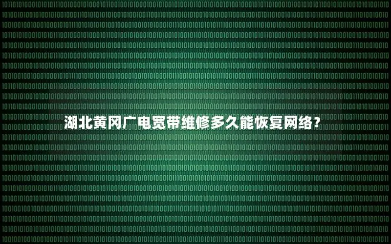 湖北黄冈广电宽带维修多久能恢复网络？