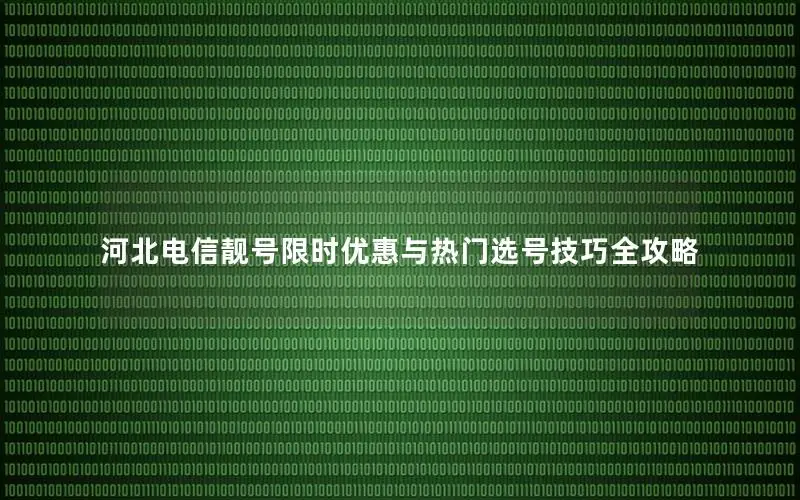 河北电信靓号限时优惠与热门选号技巧全攻略