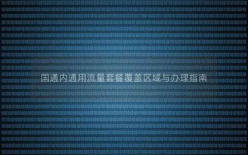 国通内通用流量套餐覆盖区域与办理指南