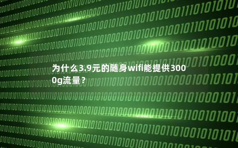 为什么3.9元的随身wifi能提供3000g流量？