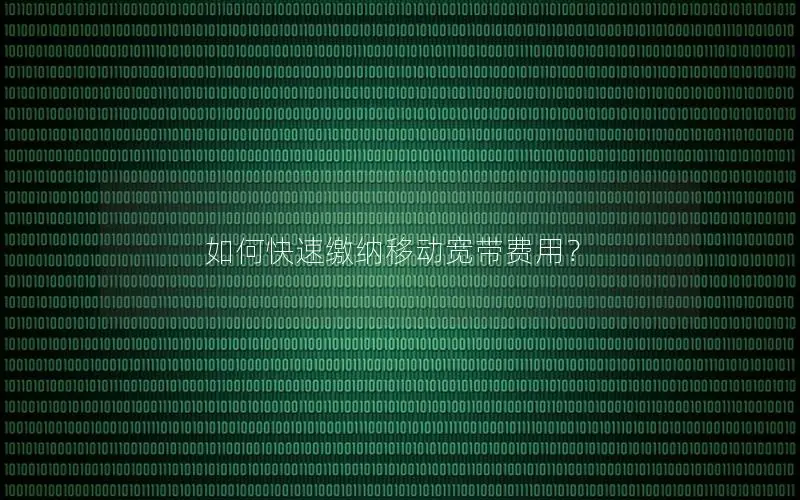 如何快速缴纳移动宽带费用？