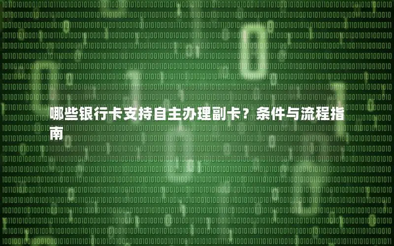 哪些银行卡支持自主办理副卡？条件与流程指南
