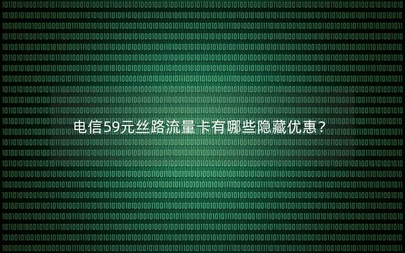电信59元丝路流量卡有哪些隐藏优惠？