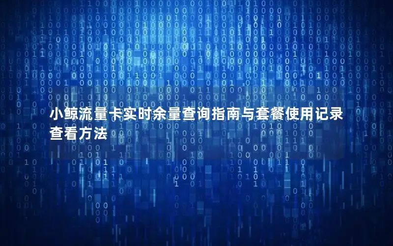小鲸流量卡实时余量查询指南与套餐使用记录查看方法