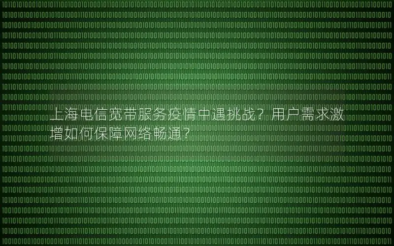 上海电信宽带服务疫情中遇挑战？用户需求激增如何保障网络畅通？