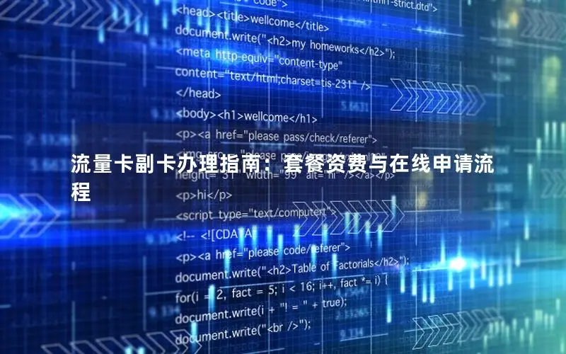 流量卡副卡办理指南：套餐资费与在线申请流程