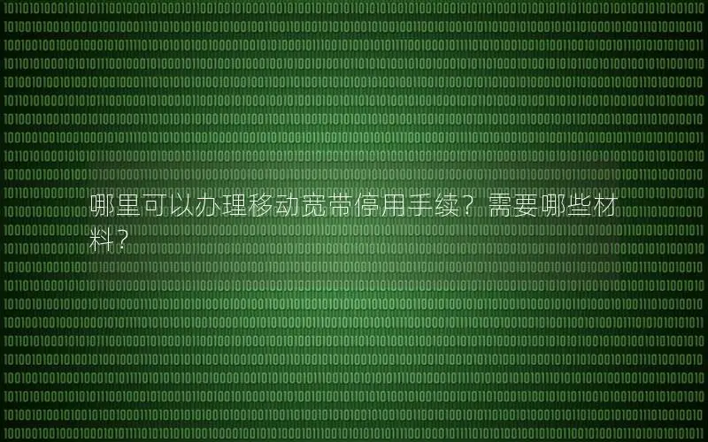 哪里可以办理移动宽带停用手续？需要哪些材料？