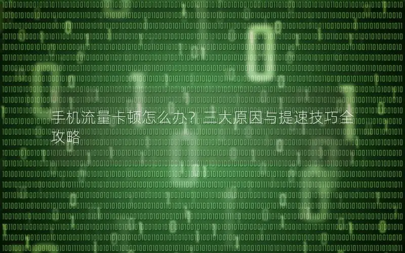 手机流量卡顿怎么办？三大原因与提速技巧全攻略