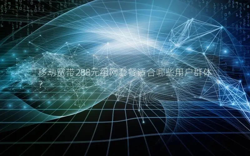 移动宽带288元组网套餐适合哪些用户群体？