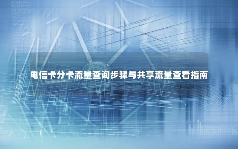 电信卡分卡流量查询步骤与共享流量查看指南