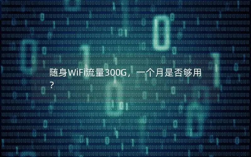 随身WiFi流量300G，一个月是否够用？