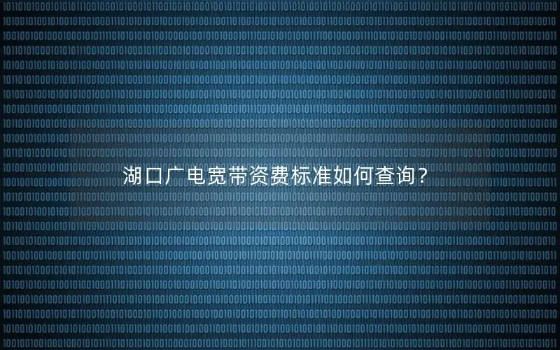 湖口广电宽带资费标准如何查询？