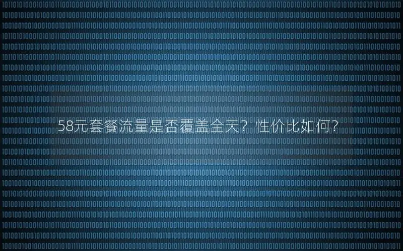 58元套餐流量是否覆盖全天？性价比如何？