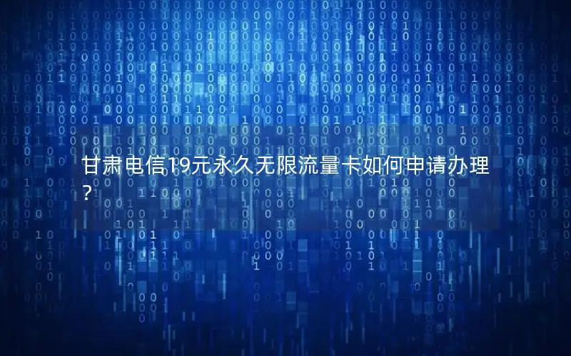 甘肃电信19元永久无限流量卡如何申请办理？