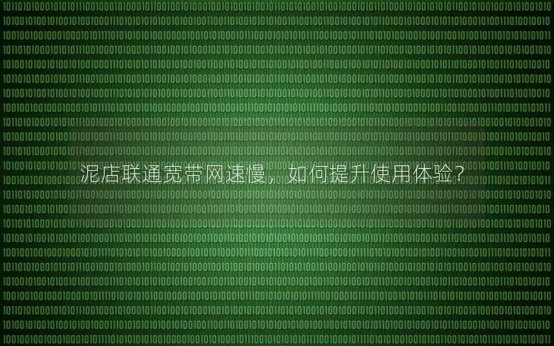 泥店联通宽带网速慢，如何提升使用体验？
