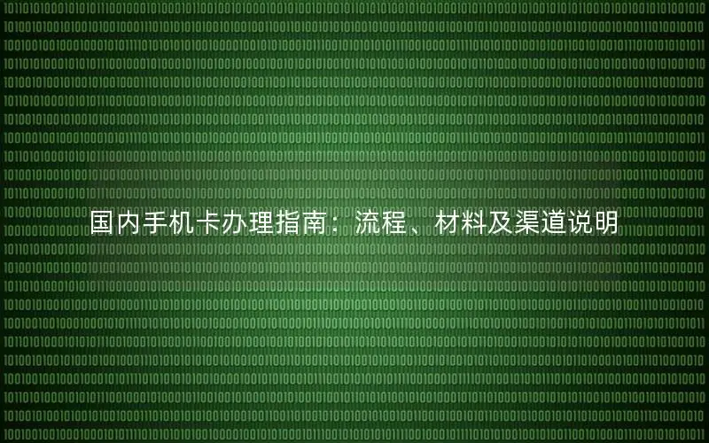 国内手机卡办理指南：流程、材料及渠道说明