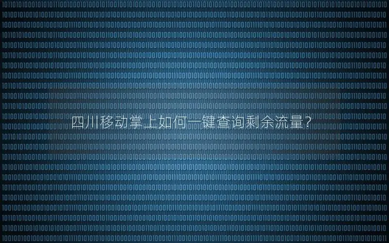 四川移动掌上如何一键查询剩余流量？