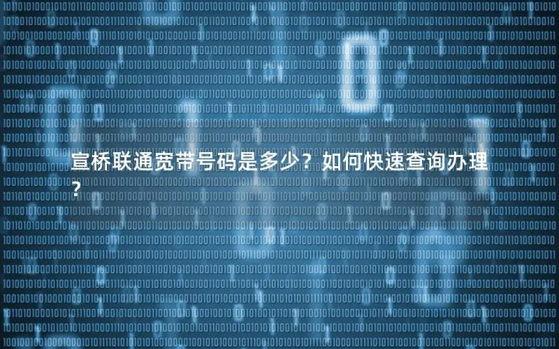 宣桥联通宽带号码是多少？如何快速查询办理？