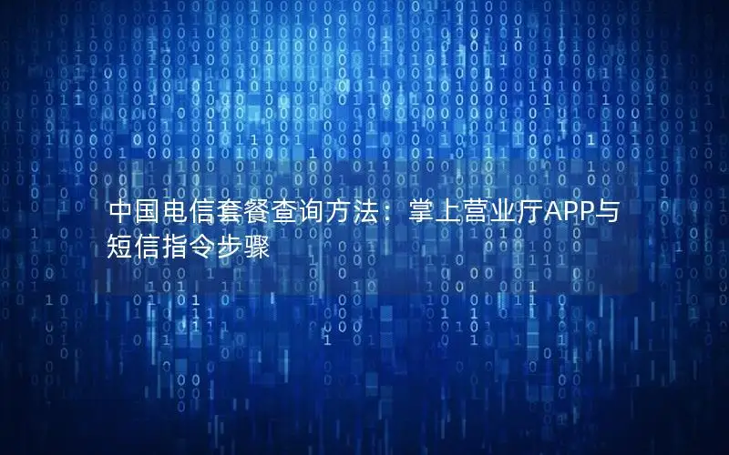 中国电信套餐查询方法：掌上营业厅APP与短信指令步骤