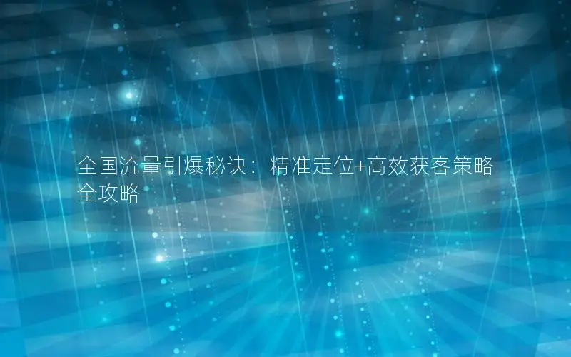 全国流量引爆秘诀：精准定位+高效获客策略全攻略