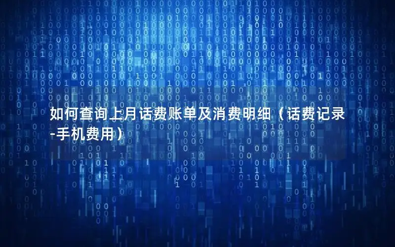 如何查询上月话费账单及消费明细（话费记录-手机费用）