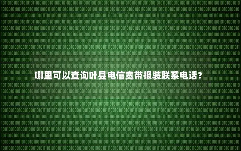 哪里可以查询叶县电信宽带报装联系电话？