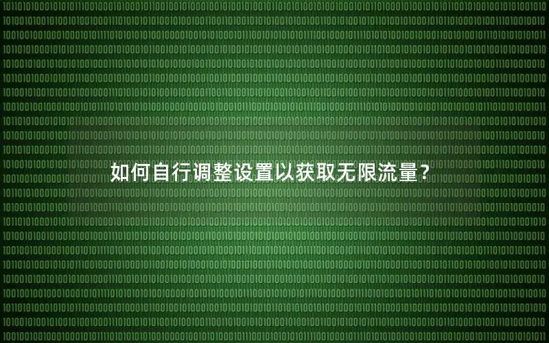 如何自行调整设置以获取无限流量？