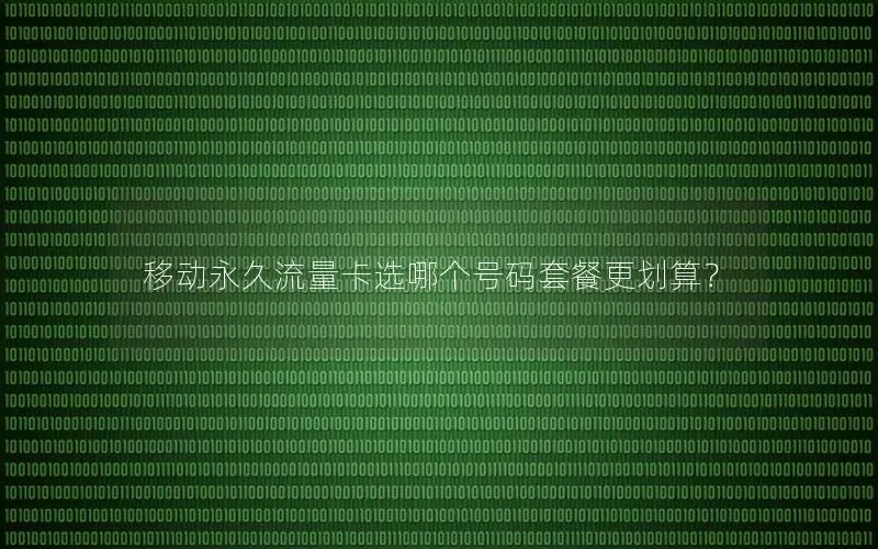 移动永久流量卡选哪个号码套餐更划算？