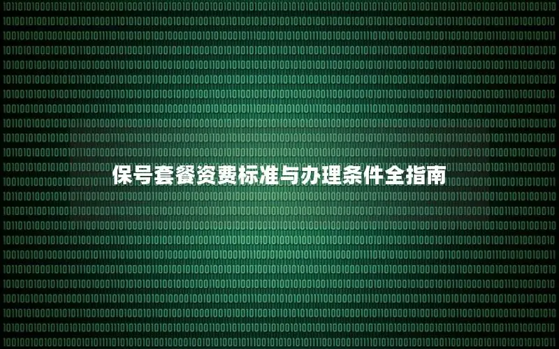 保号套餐资费标准与办理条件全指南